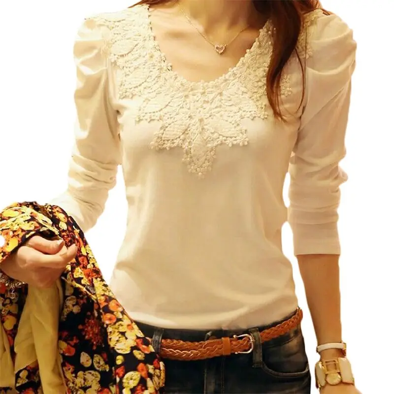 Blanco Camisas winter White Puff Otoño Black Outwear White Thick Tops Cuello Invierno black Perla O winter S Tamaño 6xl Fondo Del Femenina Mujer El Más 2017 Blusa De Negro Encaje w48UYxqYp