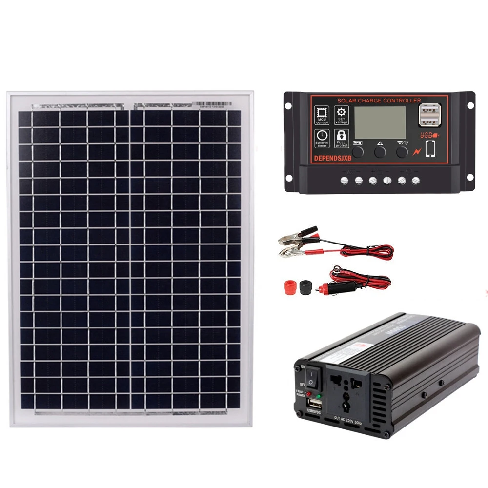 18 в 20 Вт солнечная панель+ 12 В/24 В контроллер+ 1500 Вт Инвертор Ac220V комплект, подходит для наружного и домашнего использования Ac220V Солнечная энергия-Savin - Цвет: 10A