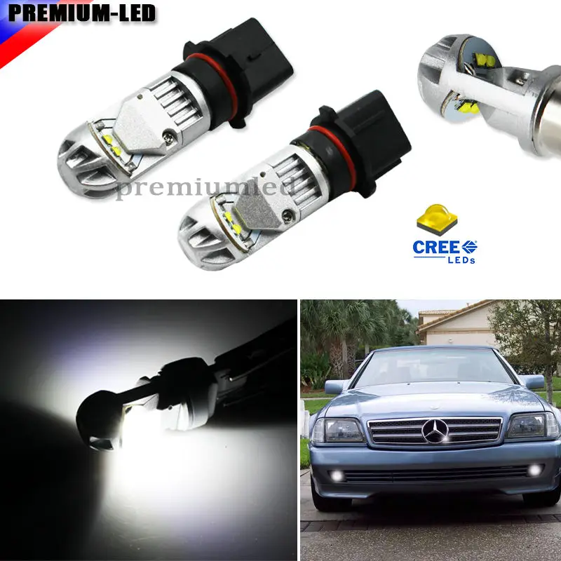 2pcs 6000K Xenon White Error Free P13W SH23W LED Daytime Running Light