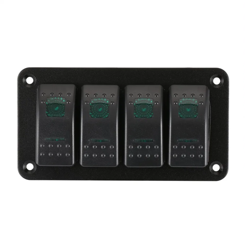 

4 Gang Car Marine Boat Caravan LED Switch Panel Breaker Professional Rocker Switch Control Panel Waterproof Circuit