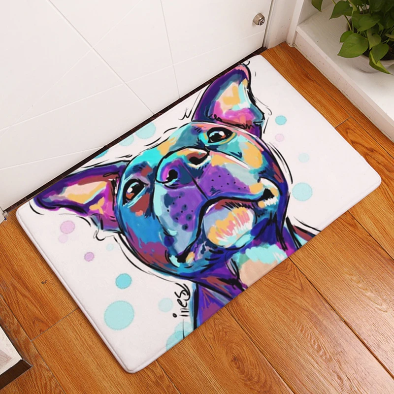 

HomeMiYN 2018 Bath Mat Digital Flannel Foot Pads Painted Dog Lovely Animal Cartoon Modern Style Home Use Bathroom Kitchen Mats