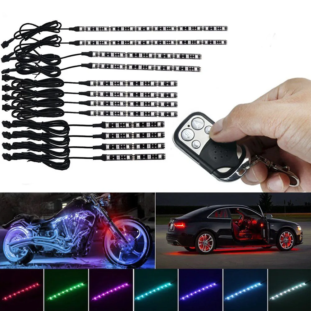 

12pcs Under Atmosphere RGB Glow LED Neon Walkway Light Decorative Motorcycle Waterproof