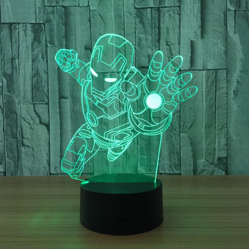 Светодиодная лампа Железного человека 7 цветов 3d ночник для сна детей|led night light|night