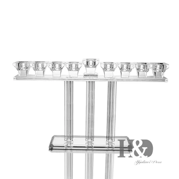 

H&D Crystal Hanukkah Menorah / 9-Light Crystal Candeabra Crystal Candlesticks Home Wedding Party Decoration Accessories
