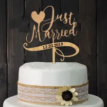 На заказ Свадебная Дата торт Топпер "только что женат" Дерево деревенский свадебный торт Топпер для свадьбы/вечерние помолвки украшения торта