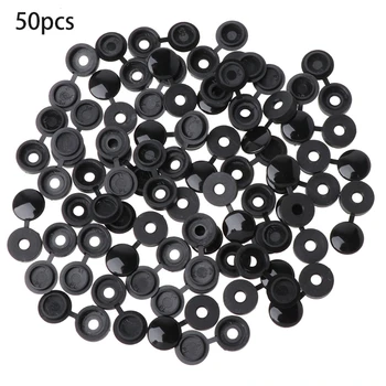 

50Pcs Hinged Plastic Screw Cover Fold Caps Button For Furniture Decorative Cover