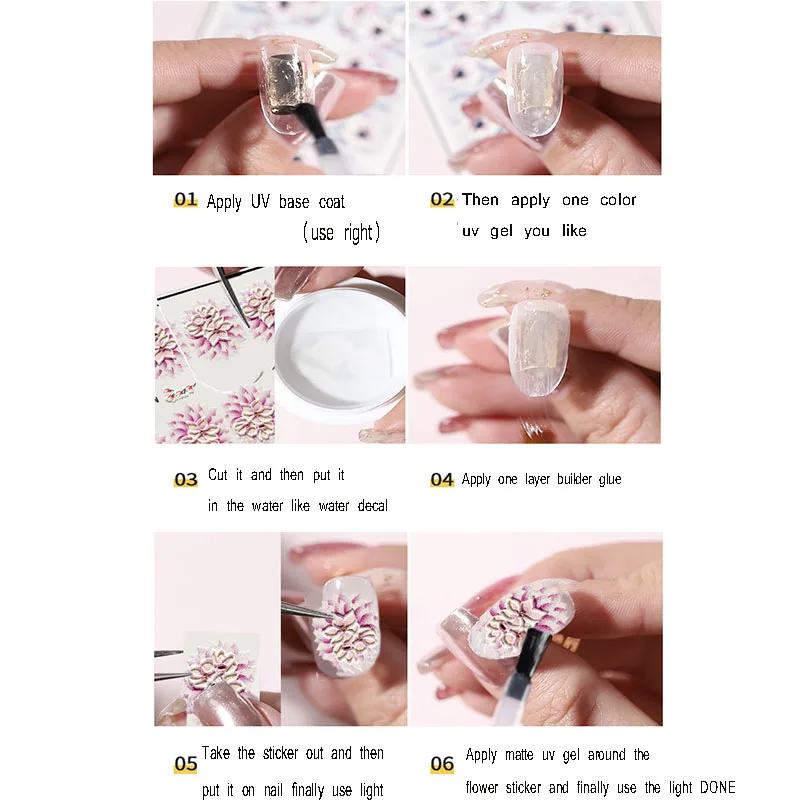 Nail Stickers Decals 3D Acrylic Engraved Natural bee Nail Water Decals Fashion Empaistic Water Slide Decalsi Z094 1pc