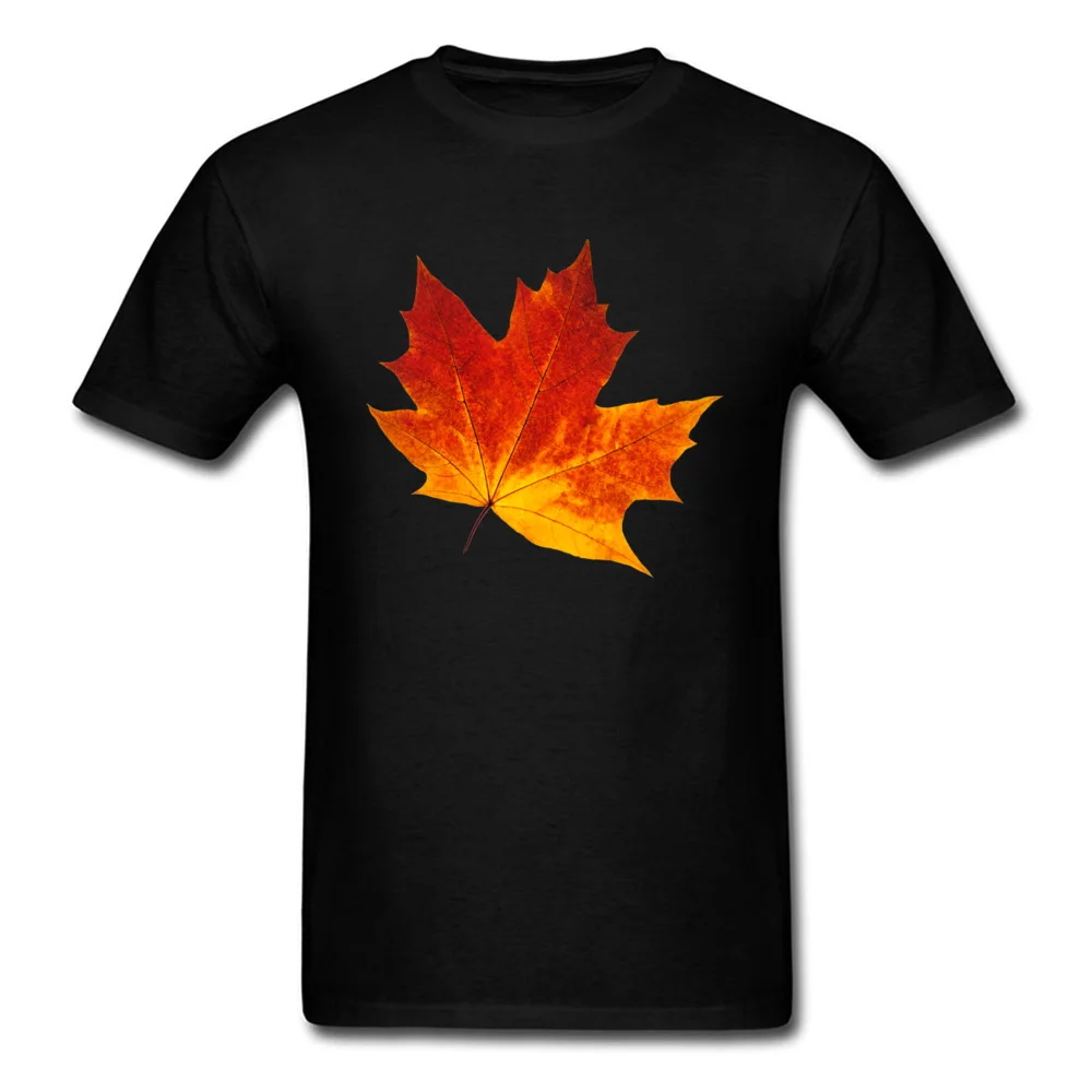 Colorful maple leaf Short Sleeve Tops Tees Crewneck Cotton Fabric Men's T-Shirt Customized Clothing Shirt Family Colorful maple leaf black
