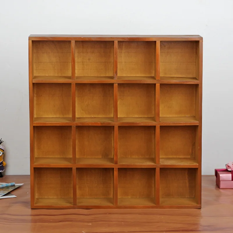 Vintage Wooden Shelf Wall Mounted Retro Wood Display Ornaments Vintage Wooden Shelf Wall Mounted Retro Wood Display Ornaments 16 Grids Storage Cabinet Home Living Room Decoration Gifts In Holders Racks