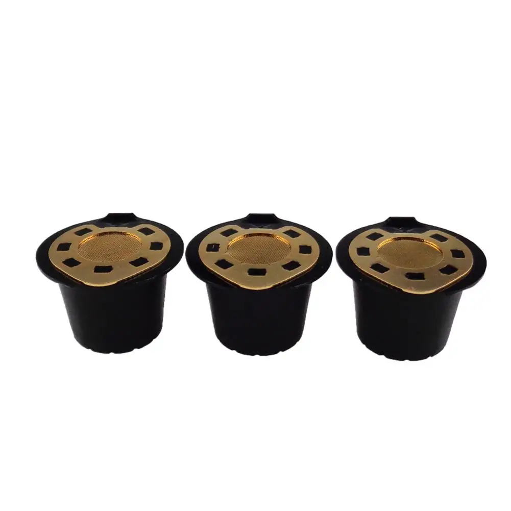 3PCS Refillable Coffee Capsules Pods Reusable Coffee Filter Compatible For Nespresso Machines With Coffee Spoon Brush 