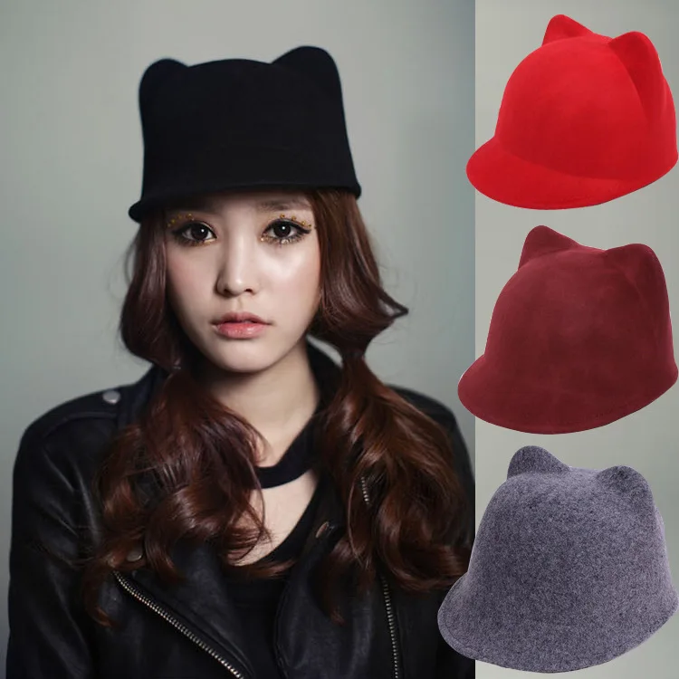 Winter wool girls adult cat ears Cap Hat ladies Caphat infantcap