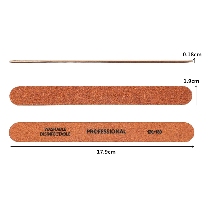 Новая Профессиональная деревянная пилка для ногтей зернистость 120/180 коричневая наждачная бумага 10 шт двухсторонняя моющаяся Наждачная доска Шлифовальная Пилка Для Ногтей