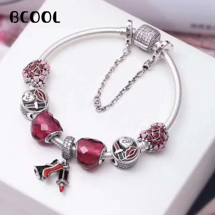 

BCOOLDIY Jewelry Female Charm Fashion Silver 925 Original Bracelet, Crystal Bell Bracelet Jewelry Gift