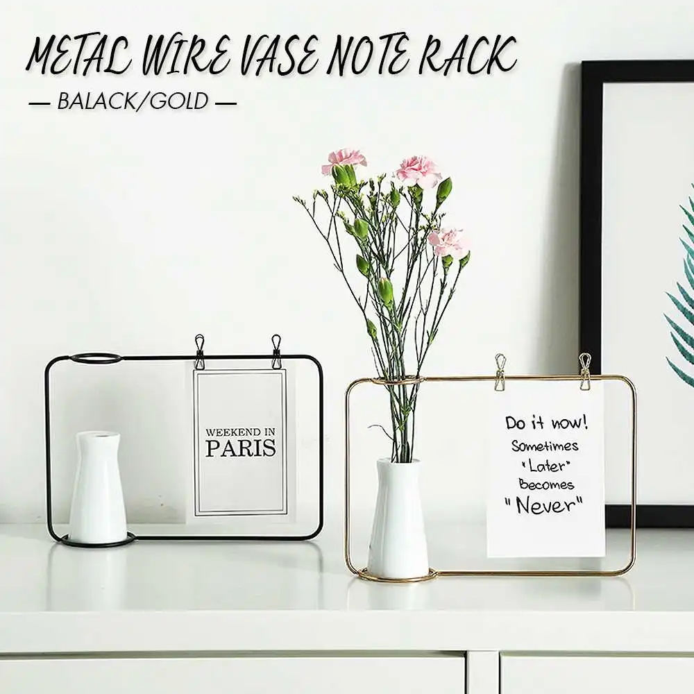 

Metal Wire Flower Vase Note Rack Flower Plant Container Home Decoration Line Flower Plant Vase For Living Room