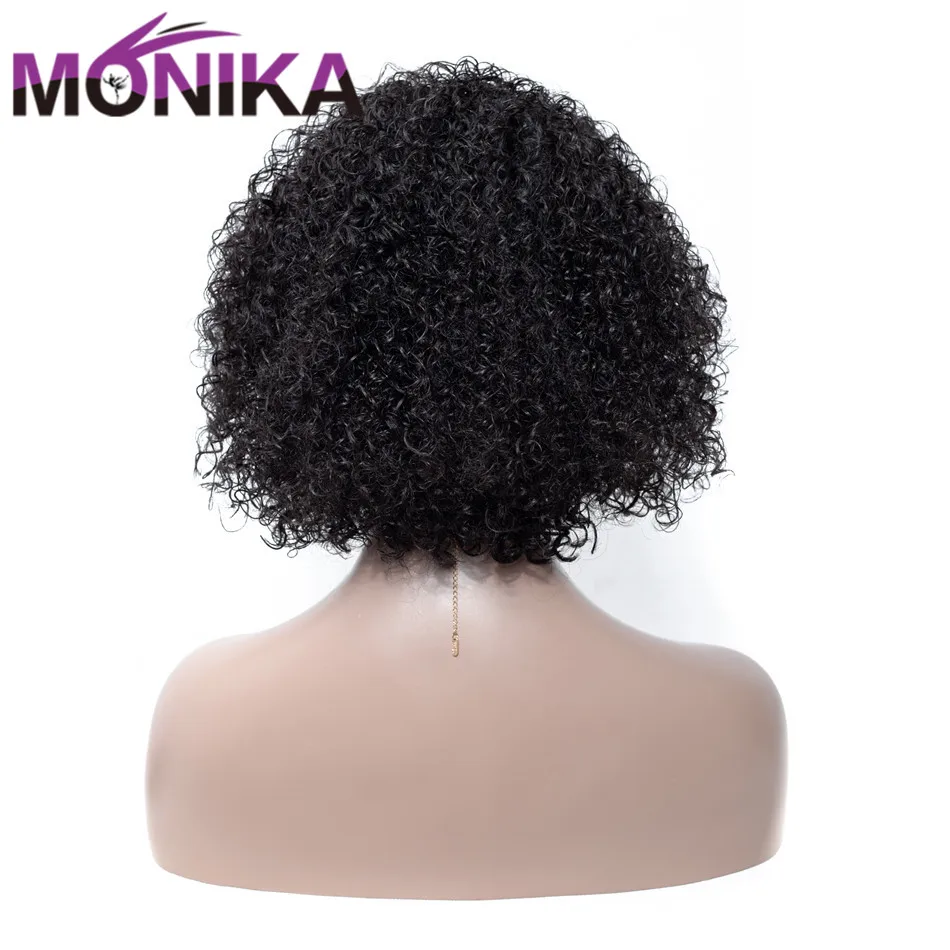 Monika 130% Плотность 12 дюймов перуанский парик короткий кудрявый не Реми женский их