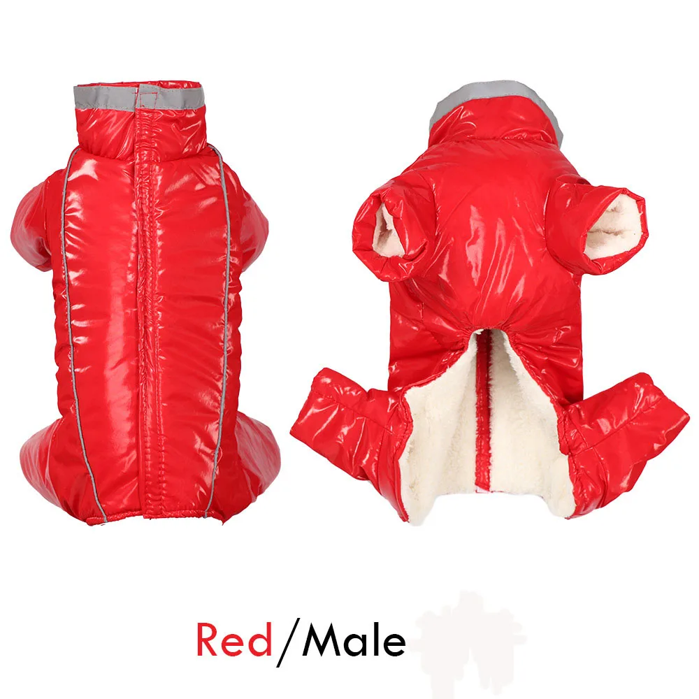 1 шт., прочная мягкая одежда для собак, Зимний водонепроницаемый теплый пуховик для собак, светоотражающий комбинезон для мальчиков/девочек, маленькое домашнее животное чихуахуа - Цвет: Male red
