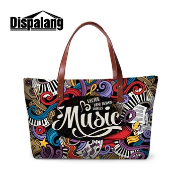 

Dispalang 3D printing music drawing women's summer beach bags high quality neoprene ladies shoulder handbags totes bag wholesale