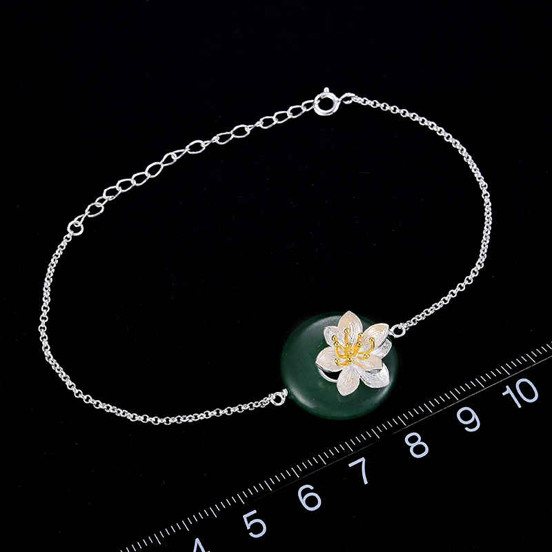 Lotus Fun реальные 925 серебро натуральные камни творческий ручной Fine Jewelry лотоса шепчет браслет для женщин brincos