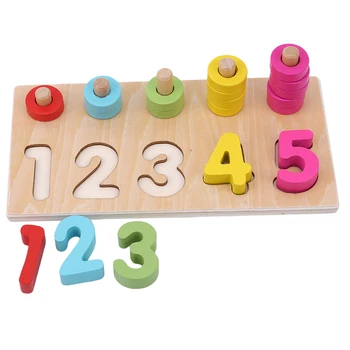 

Colorful Wooden Shape/Digital Logarithmic Plate Paired Cognitive Arithmetic Montessori Blocks Early Childhood Educational Toy