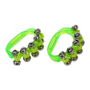 

Lot of 2 tambourine Bell Jingle Bell green Percussion Music for child