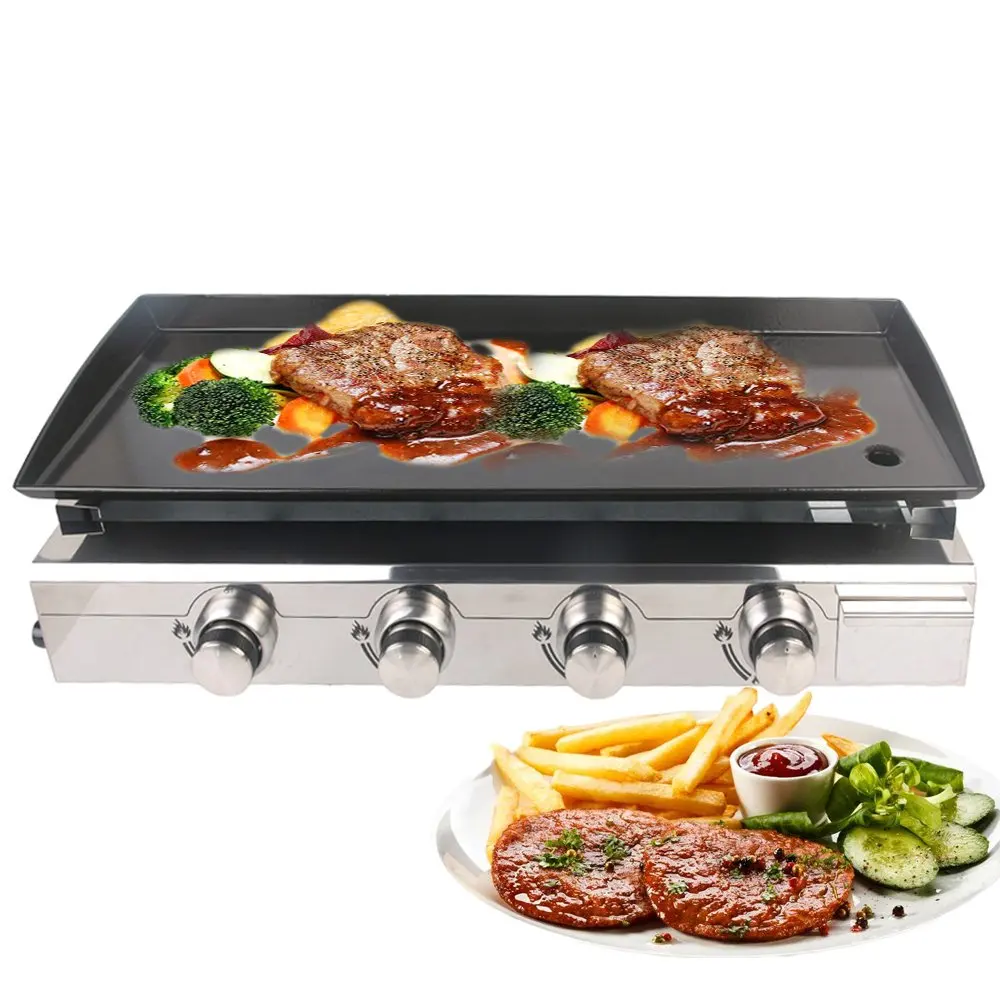 ITOP 4 Burners Gas Plancha BBQ Grills Outdoor Barbecue Tools Non-stick Cooking Hot Plates Heavy Duty Machine BBQ Griddle