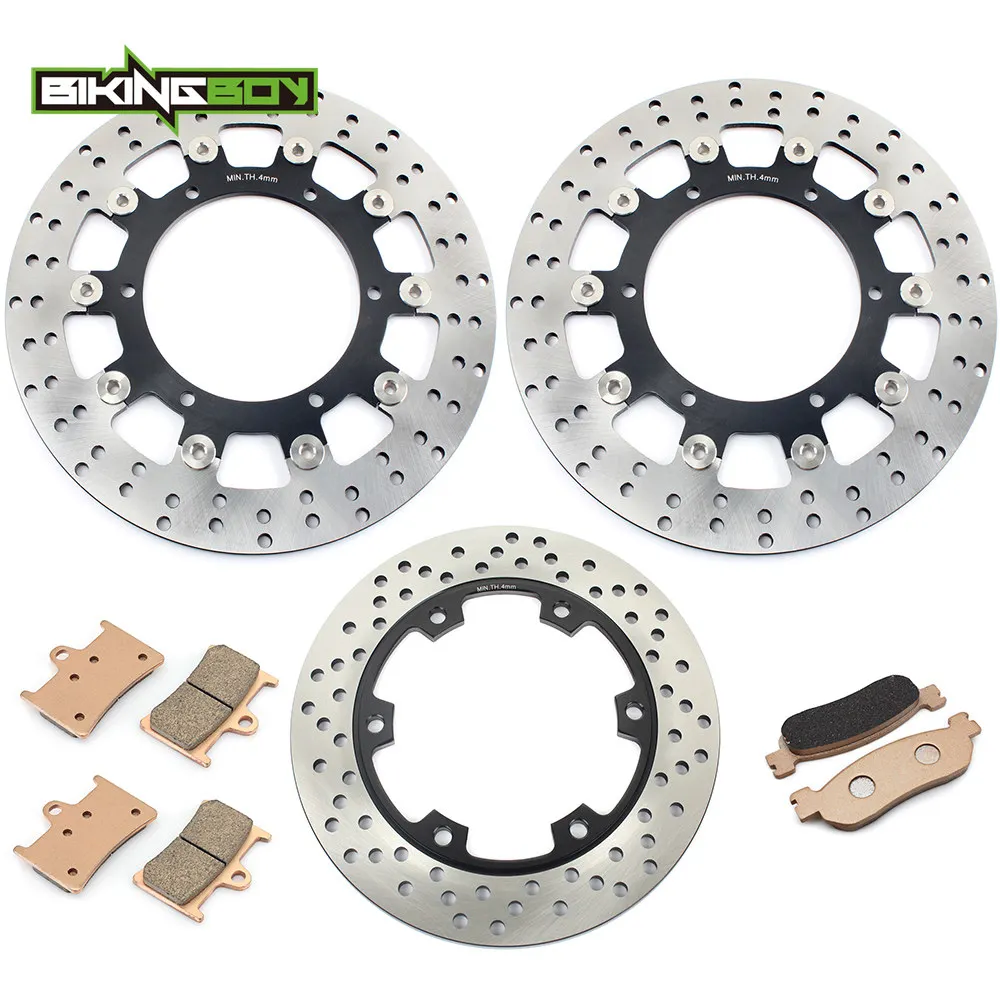 

BIKINGBOY for Yamaha YZF R1 02 03 R6 1999 2000 2001 2002 Front Rear Brake Discs Rotors Disks + Pads Wave Round Replacement Set