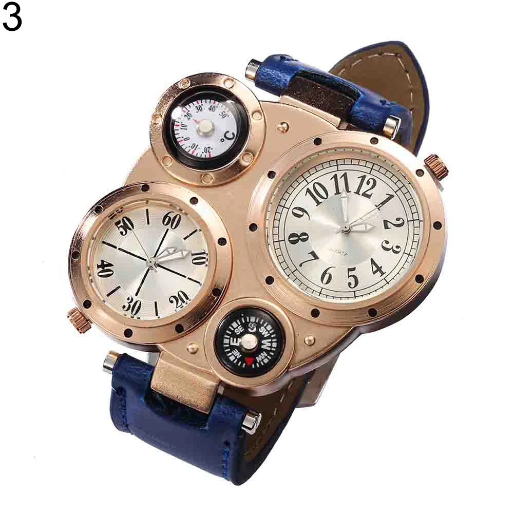 Мужчины шикарный двойной Движение мужчины t кварцевые водонепроницаемый открытый термометр компас наручные часы Relojes