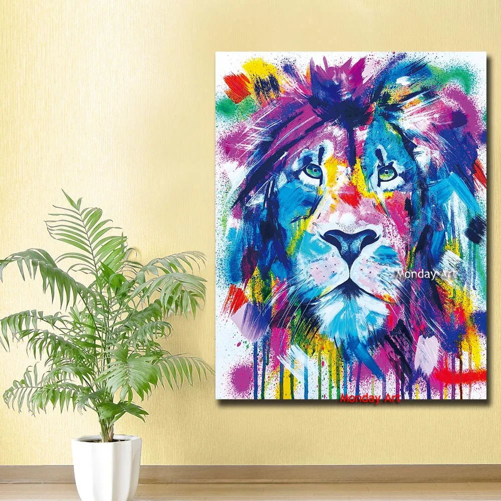 

Decorative Art Handmade Lion Oil Painting On Canvas Living Room Home Decor Wall Paintings Thinking Orangutan Animal Pictures