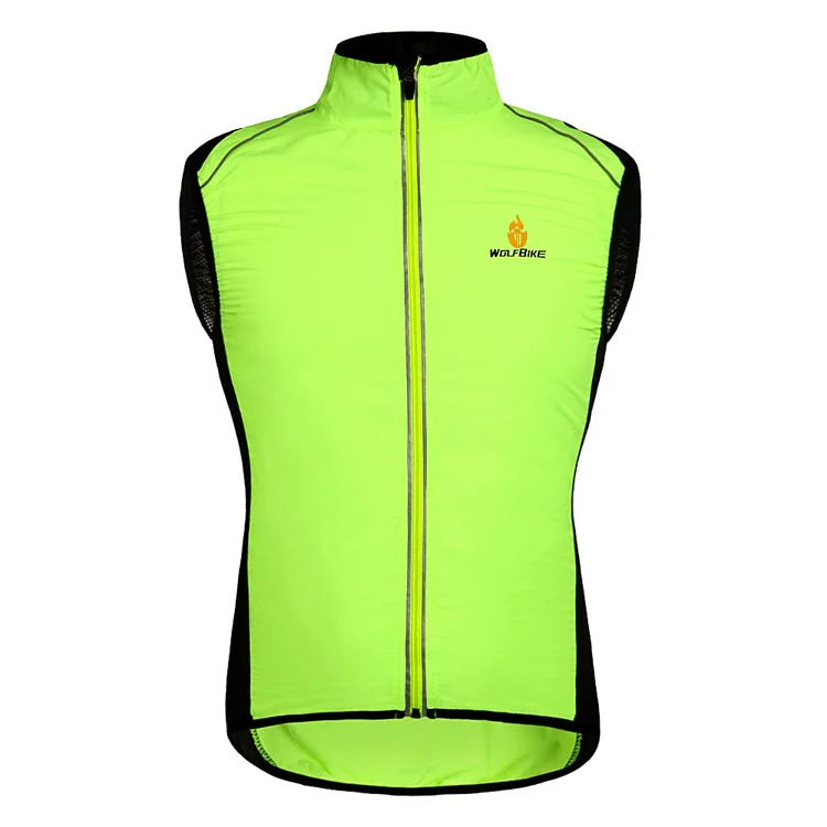 WOLFBIKE, Велоспорт жилет Спортивная ветрозащитная одежда для велопрогулок, дышащая Без Рукавов со светоотражателями для велосипеда пальто для мужчин и женщин