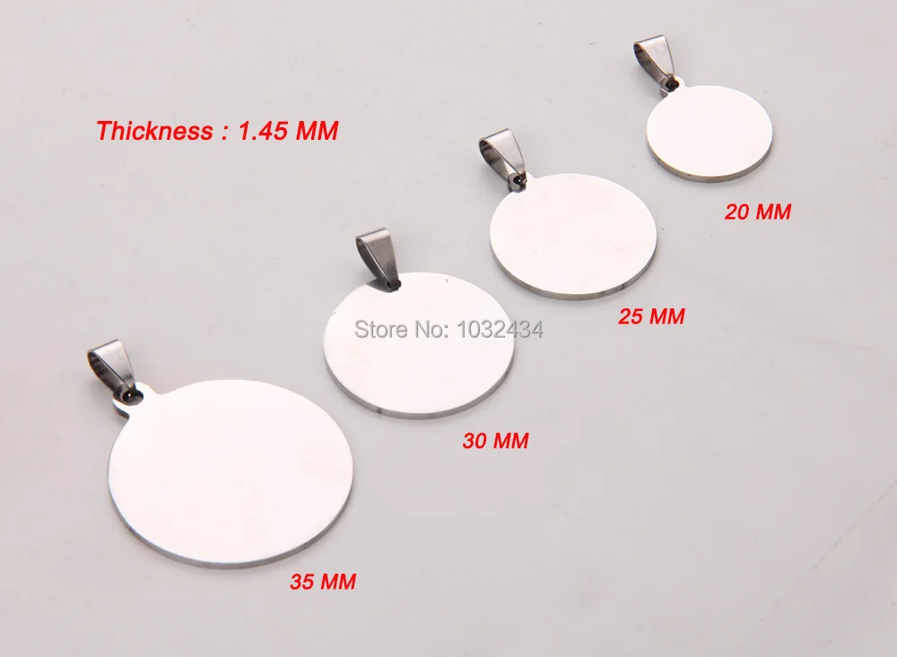 

1200pcs/lot Customize Engrave Polished Stainless Steel Charm Pendant Round Dog tag Stamping Blanks Jewelry Pendant Free Shipping