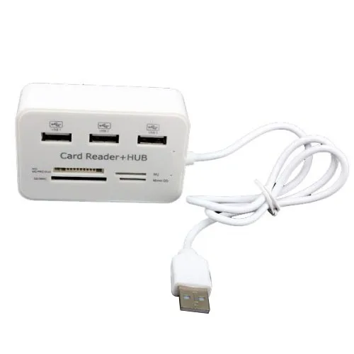 

3 Ports USB 2.0 HUB Multi-card Reader for Sd/mmc/m2/ms Mp-all in One (White)