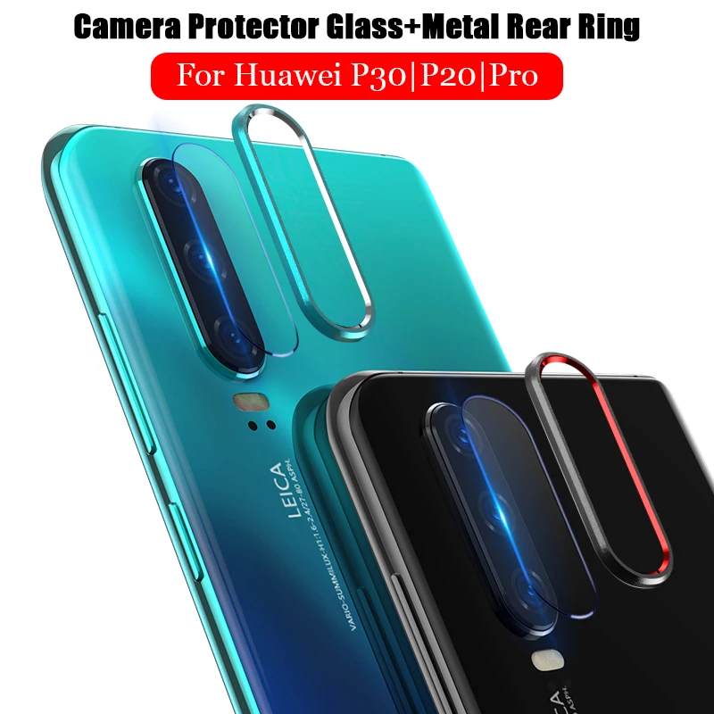 

Camera Protector Case On For Huawei P30 Pro Case For Huawei P20 Pro Metal Protective Ring+Camera Lens Tempered Glass 9H Hradness