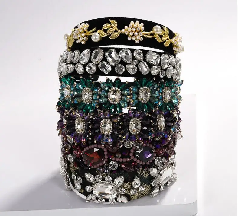 

Gem flower headband fashion exaggerated Baroque shiny rhinestone women hair accessories