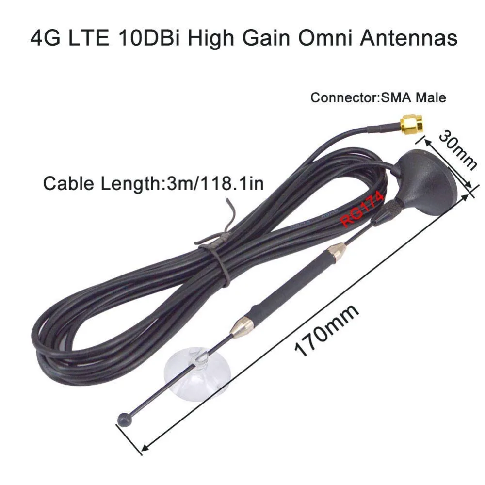 10dBi 4G антенна SMA разъем 696 960 МГц/1710 2690 МГц большой диапазон RG174 3M + к Y Тип 2 X TS9 штекер