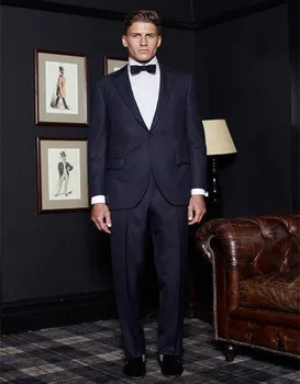 

2019 latest style black lapel men's wedding dress custom, custom wedding new Lang suit three pieces (jacket + pants + bow)