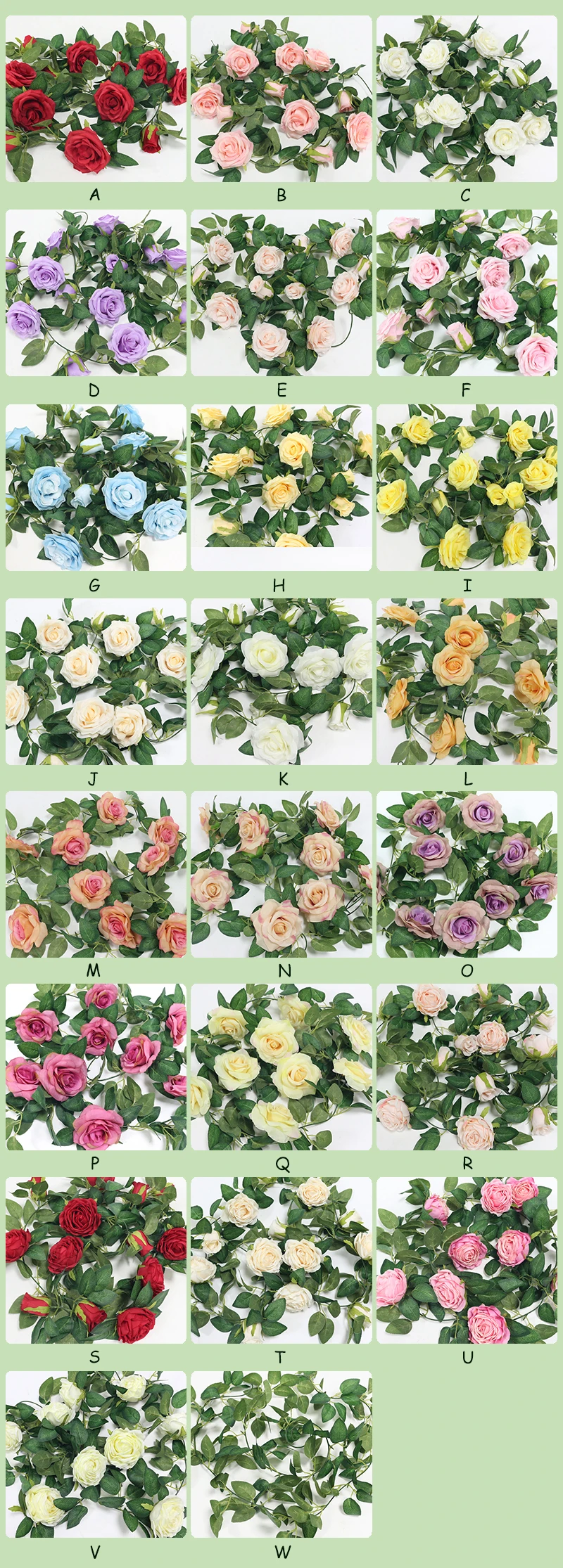 JAROWN Artificial 2m Multi Flower High Quality Rose Vine Fake Flower European Rose Home Wall Hanging Rattan Wedding Decor Flores