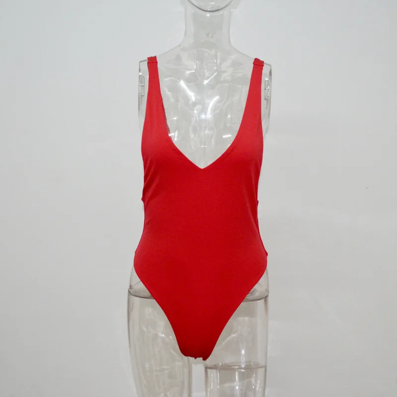 Bangniweigou Women Sexy Beach Wear Deep V Neck Strappy Bodysuit Plain Slim Stretch Leotard Top Jumpsuit Jumpsuits and Playsuits