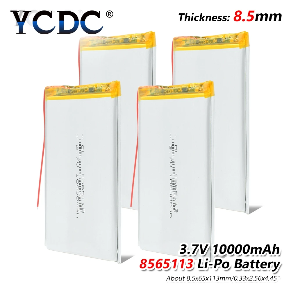 

1/2/4Pcs 3.7V 10000mAh Li-Po Rechargeable Battery 8565113 For Tablet Backup Power , Monitoring & Medical Equipment Electric Toys