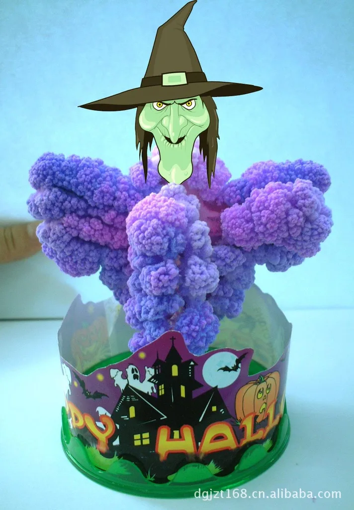 

2019 17x10cm Purple DIY Magical Grow Paper Hallowmas Hellcat Tree Kit Magic Growing Halloween Carlin Trees Hex Toys For Children