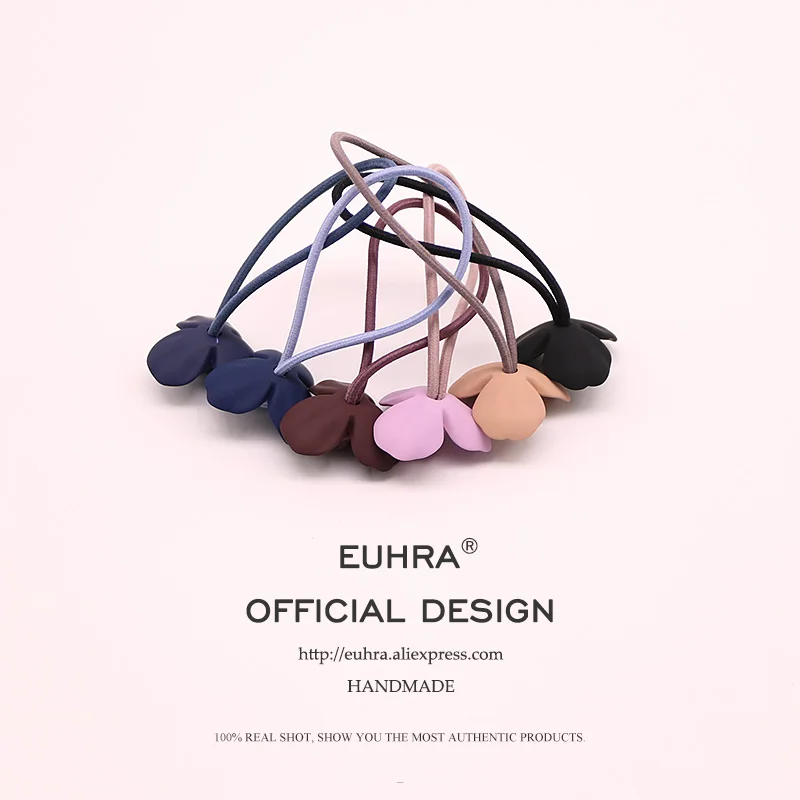 EUHRA, 6 цветов, эластичные резинки для волос с лепестками цветов, эластичная лента для волос для женщин и девочек, детские аксессуары для волос, резинка