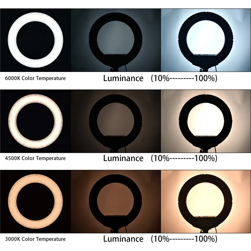 Fosoto фотографический светильник ing 3200-5800K 100W Светодиодный кольцевой светильник двухцветный кольцевой светильник штатив Стенд Зеркало для телефона камеры Фото Видео