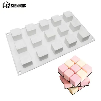

SHENHONG 15 Holes Cube Cake Mold For Baking Dessert Mousse Silicone Decoratin Mould Silikonowe Moule Pastry Chocolate