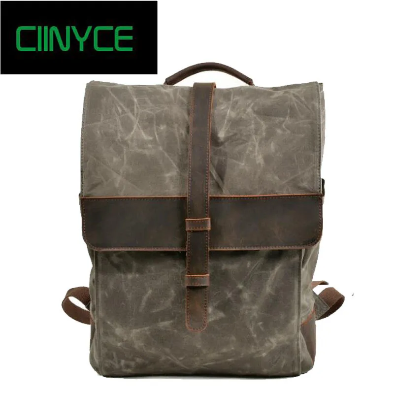 

New ARRIVAL Men's and Women's Oil Waxed Waterproof Canvas Crazy Horse Cow Skin Large Capacity Travel Vintage Laptop Backpacks