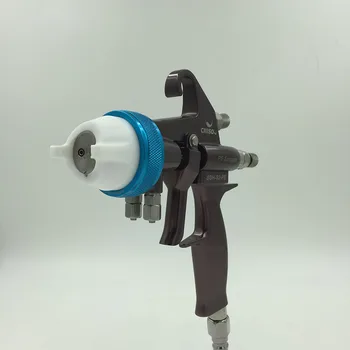 

SAT1202 spraying air compressor pneumatic spray gun for car painting double nozzle pressure feed spray gun silver mirror chrome