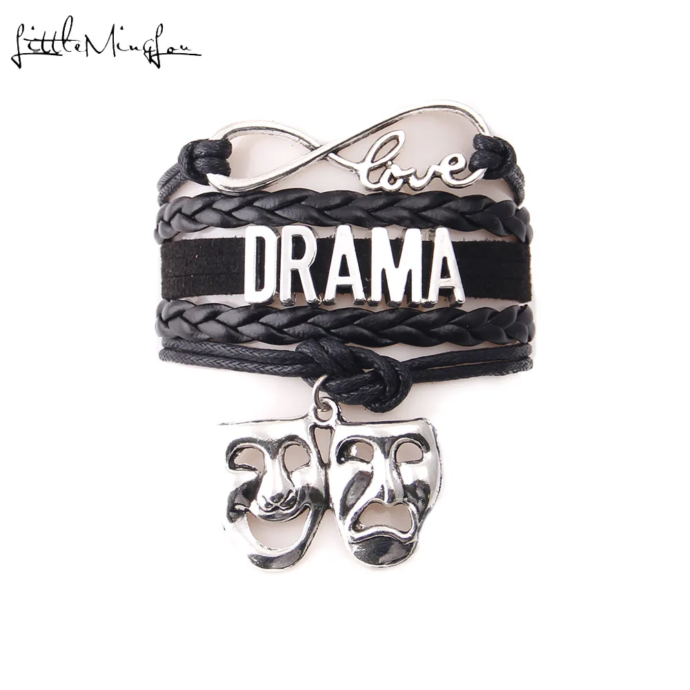 

Little MingLou Infinity love DRAMA Bracelet Theatre Comedy Art Mask charm leather Drama Amateur men bracelets bangles for women