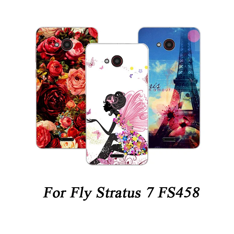 

Newest Fashion TPU SOFT Silicone Printed case For Fly Stratus 7 FS458 Patterns colored drawing Phone Covers For Fly FS458