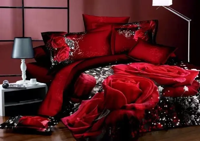 Leopard Rose Red bedding set 4pcs 100%Cotton Duvet covers bed linen sheets pillow cases Fast shipping