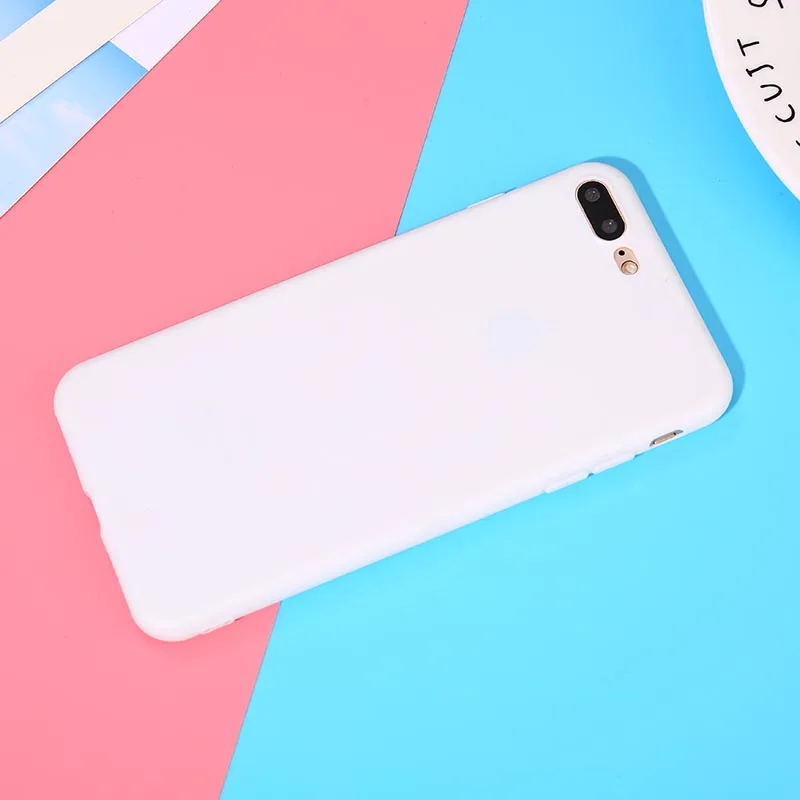 Мягкий силиконовый чехол для iPhone 7 6 6S 8 Plus 5 5S X 10 XR XS Max 6Plus 6splus 7 Plus 8 Plus милый конфетный цвет, матовый чехол - Цвет: White