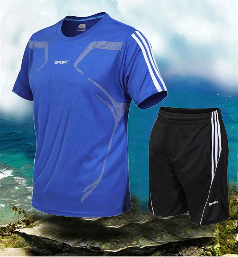 Плюс быстросохнущая футболка Rashgard Gym, Спортивная мужская футболка с коротким рукавом, футболка для фитнеса и шорты, спортивный костюм, футболка для футбола, баскетбола