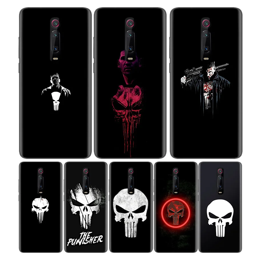 

Black Soft Silicone Bag Cover Case for Xiaomi Mi 9T CC9 Redmi 4 4X 5 6 6A 7 7A Note Plus K20 Pro F1 Tampa Fall Marvel Punisher P